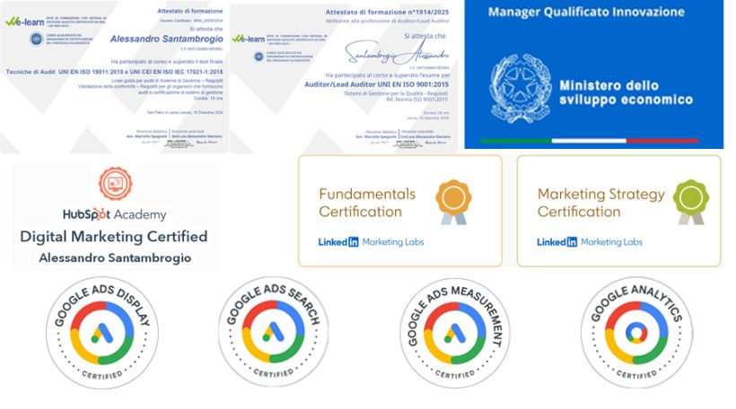 CERTIFICAZIONI COMPETENZE DIGITALI INNOVAZIONE AUDITING ALESSANDRO SANTAMBROGIO LIQUID